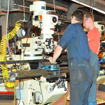 Students machining parts